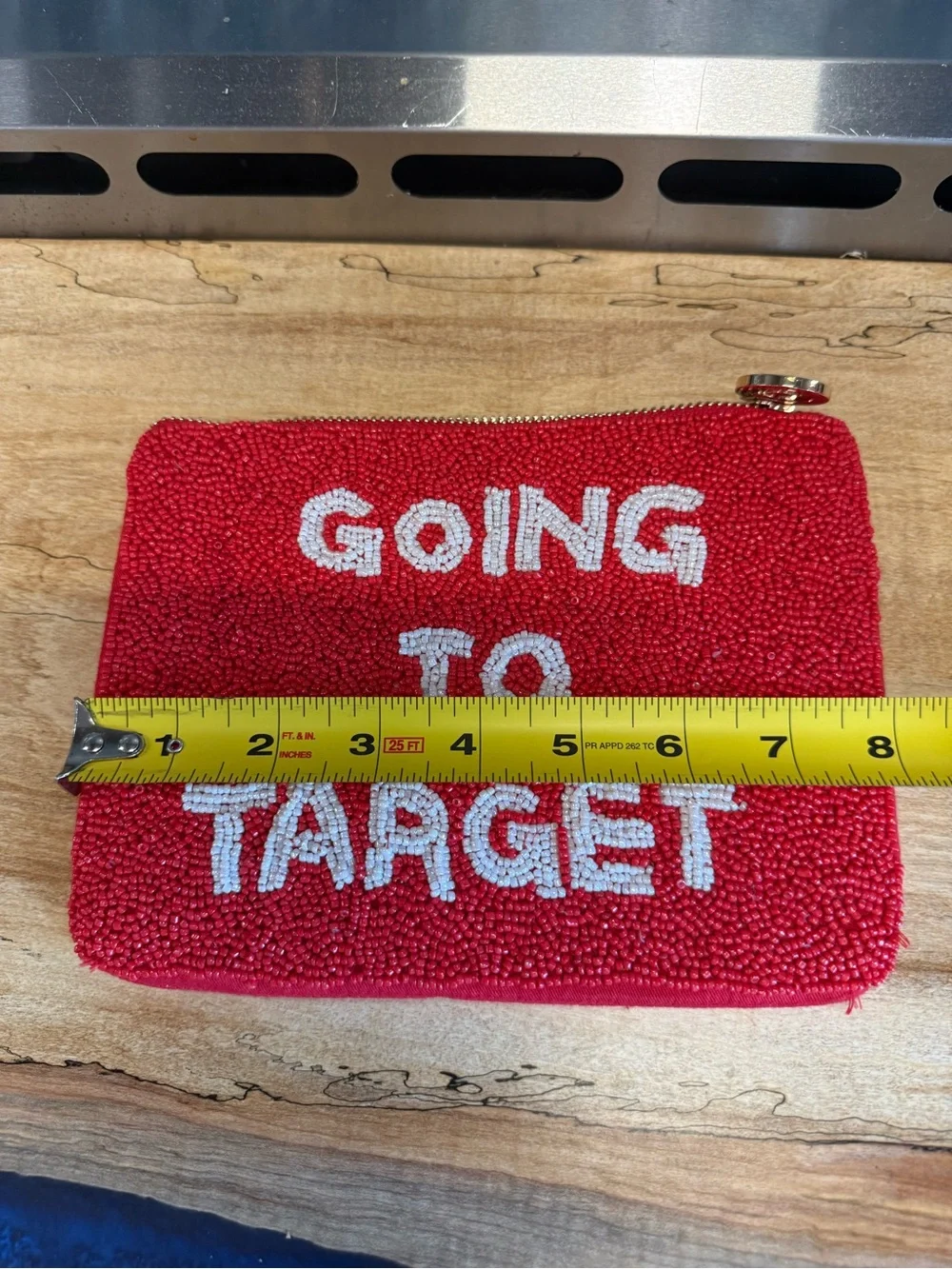 Red 'Going to Target' Beaded Cosmetic Pouch